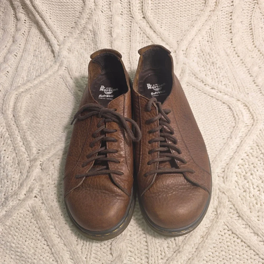 Dr. Martens Islip Oxford Loafers Brown Pebbled Leather Lace Up Mens 10 Excellent